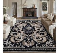 Aisthitiki 8x10 Snake Washable Rug Large Gothic Animal Rugs Soft Low-Pile Thin Area Rugs for Living Room Bedroom Dining Modern Art Deco Rug Black Gold