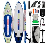 AISUNSS 11'6''x35'' Super Wide Inflatable Paddle Board, 550lb Capacity Premium Stable SUP Board for 2+1 People/Family w/100L Backpack, Dual-Action Pump, Safety Leash (Green)