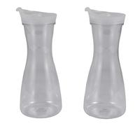 Aisuoka 2Pcs 0.6L Plastic Water Carafes with White Flip Tab Lids- Food Grade & Recyclable Shatterproof Pitchers - Juice Jar
