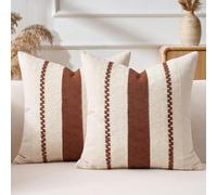 Aisybaklyn, Boho Cushion Cover, Rust Red Structure, 40 x 40 cm, Set of 2 | Decorative cushion, geometric pattern, Skandi style, autumn, living room sofa, women, cosy, cotton woven look, rustic