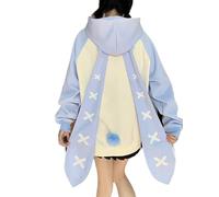 AISYBB Women's Plus Size Kawaii Long Rabbit Ears Hooded Sweater Girl Sweet Y2K Hoodie Coat, Blue, XXL