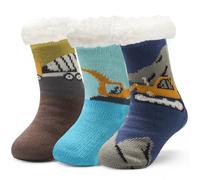 Aisyee 3 Pairs Children's Thick Winter Socks Boys House Socks Girls Floor Socks Children Non-Slip Socks Boys Warm Cuddly Socks 23-31/3-10 Years