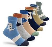 Aisyee Big Boys Cotton Crew Socks Kids Seamless Socks Colorful Dinosaur Quarter Socks Size 11-13/8-10 Years