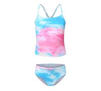 Aisyee Girl's Two Piece 2 Hawaiian Tankini Swimsuit, Cloud Tye Die, 11-12 Years