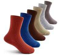 Aisyee Kids Cotton Crew Socks Boys Children School Plain Quarter Soft Socks Pack of 6 Size 9-11/5-7 Years