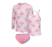 Aisyee Swimming Costume Girls Swim Top and Shorts 3 Piece Swimsuit Kids Girls Tankini Set Age 9-10 Years Pink Peach