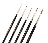 AIT Art Premium Detail Brush Set, 5 Pure Kolinsky Russian Red Sable Paint Brushes, Handmade in USA, Set for Ultimate Details with Oil, Acrylic, and Watercolors