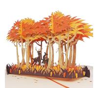 AIT PAPER ART 3D Pop-Up Greeting Card, Birthday Card with Deer, Blank Inside, Rustic Animal Print, Brown and Orange