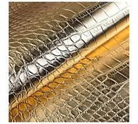 AITAF Black Faux Leather Fabric Gold Leatherette Crocodile Upholstery Material Waterproof Heavy Duty For Cars, Sofa Chair Seat Cover, DIY Crafts Covering (Color : Gold)