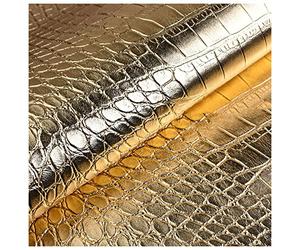 AITAF Black Faux Leather Fabric Gold Leatherette Crocodile Upholstery Material Waterproof Heavy Duty For Cars, Sofa Chair Seat Cover, DIY Crafts Covering (Color : Gold)