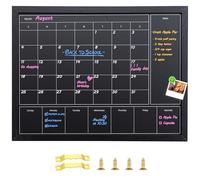 Aitakatta 3-in-1 Chalkboard Calendar for Wall, Magnetic Monthly & Weekly Calendar, 23.6"x17.7" Blackboard for Wall with Black Wood Frame, Hanging Chalkboard for Decor/Memo(YL+ZL-HB-BK,4560)