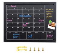 Aitakatta 3-in-1 Chalkboard Calendar for Wall, Magnetic Monthly & Weekly Calendar, Blackboard for Wall with Black Wood Frame, Hanging Chalkboard for Decor/Memo(YL+ZL-HB-BK,4333)