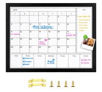 Aitakatta 3-in-1 Dry Erase Calendar for Wall, 17x13 inches Magnetic Surface Monthly & Weekly Planner Whiteboard, Dry Erase Board with Black Wood Frame, Hanging White Board Calendar(YL+ZL-BK,4333)