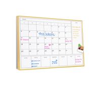 Aitakatta 3-in-1 Dry Erase Calendar for Wall with Gold Aluminum Frame, Magnetic Monthly & Weekly Calendar Whiteboard, Dry Erase Board for Wall, Hanging White Board for Decor/Memo(YL+ZL-Gold,4560)