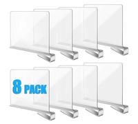 Aitakatta 8 Pack Acrylic Shelf Dividers for Closet, Wood Closets Shelf Separator and Organizer, Transparent Closet Organizer Divider for Kitchen Cabinets, Bedroom Shelves and Office Bookcases(8p)