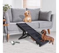 Aitakatta Dog Ramp for Bed, Adjustable Portable Folding Pet Ramp, 32" Long Wooden Pet Ramp with Non-Slip Traction Mat for Small Dogs, Dog Climbing Ladder for Sofa, Bed, Couch,Car(LGPT,80BK-Gray)