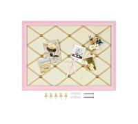 Aitakatta Linen Bulletin Board, 23.6"×17.7" Pin Board for Wall with Pink Wooden Frame, Vision Board Message Board with Linen Criss-Cross Ribbons for Home Office School Wall Decor（PK-F,YMJC,4560）