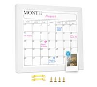 Aitakatta Monthly Calendar Dry Erase Board for Wall, 11.8" x 11.8" Magnetic Surface Calendar Whiteboard with White Wooden Frame, Hanging White Board Calendar for Decor/Memo(YL-WH,3030)