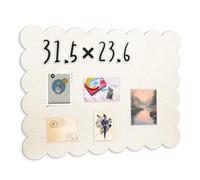 Aitakatta Scalloped Felt Bulletin Board, Self-Adhesive Cork Board Alternative, 31 x 24 Inches Foldable Bulletin Boards for Wall, Decorative Pin Board Vision Board for Home Office School (Beige,6080)