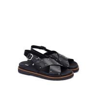 Aitana Wrapover Leather Sandals Black