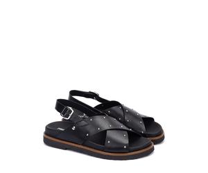 Aitana Wrapover Leather Sandals Black