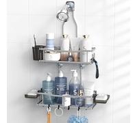 Aitatty Hanging Shower Caddy Bathroom Organizer: Rustproof Shower Shelf Racks Over Shower Head - No Drilling Inside Bath Shower Rack Shelves Over Showerhead for Shampoo with Soap Holder Silver