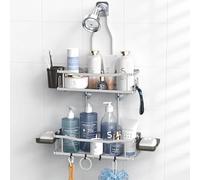 Aitatty Hanging Shower Caddy Bathroom Organizer: Rustproof Shower Shelf Racks Over Shower Head - No Drilling Inside Bath Shower Rack Shelves Over Showerhead for Shampoo with Soap Holder Chrome
