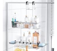 Aitatty Over the Door Hanging Shower Caddy: Rustproof Hanging Bathroom Accessories Organizer over the Door - No Drilling Bathroom Rack for Inside Shower Chrome