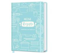 AITBOLFIT Recipe Book for Writing Yourself A5 - Write Cookbook Yourself with 150 Recipes - Includes Table of Contents, Book Marker Tape & Bag - Practical and Clear (Pastel Blue)