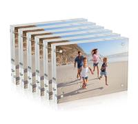AITEE 4x6 Acrylic Picture Frames 6 Pack, 20% Thicker Block, Clear Picture Frames Freestanding Double Sided Magnetic Acrylic Lucite Frameless Transparent Square Frame Gift for Desktop Display