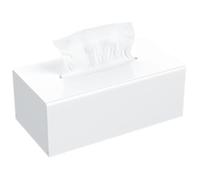 AITEE Acrylic Tissue Box Cover: White Rectangle Tissue Holder Napkin Dispenser for Home Bathroom Kitchen Bedroom Office Coffee Table Restaurant