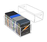 AITEE DVD/CD Storage Box 2 Packs, Acrylic Storage Container for Blu-Rays, Small Books/Booklets, Video Game Cases and Video Game Controllers, Storage Organizer for Countertop/Kitchen/Bathroom/Cabinet.