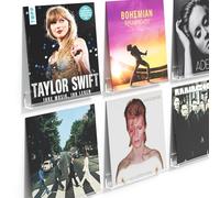 AITEE Vinyl Record Shelf Wall Mount: 6 Pack Acrylic Clear Floating Vnyl Shelves for Album LP Storage & Display, Easy Install Vinyl Record Wall for Home Office