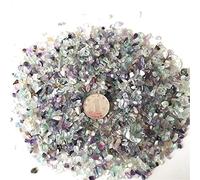 AITELEI 1 lb Natural Fluorite Crystal Crushed Stone Healing Reiki Crystal Irregular Shaped Stones Jewelry Making Home Decoration