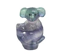 AITELEI 2.5" Rainbow Fluorite Koala Bear Hand Carved Statue Figurines Reiki Healing Crystal Pocket Statue Crystal Animal Sculpture Home Decoration