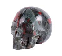 AITELEI 2" Nature Hand Carved Gemstone Skull Statue,Healing Crystal Stone Human Reiki Skull Figurine Statue Sculptures (Bloodstone)