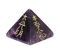 AITELEI Natural Gemstone Reiki Symbol Pyramid-Amethyst/Clear Quartz/Lapis Lazuli Crystal Piramide Healing Stone Etched Reiki Natural Stone Craft
