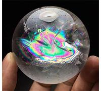 AITELEI Natural Rainbow Fluorite Gemstone Sphere Crystal Quartz Ball White Crystal Ball with Rainbow Light Crystal Healing Sculpture Figurine Fengshui Decor