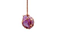 AITELEI Natural Raw Amethyst Crystal Pendant Necklace Reiki Chakra Healing Pendant Treatment Stone With Hand-woven Rope in Random Color