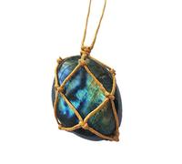 AITELEI Natural Raw Labradorite Crystal Pendant Necklace Reiki Chakra Healing Pendant Treatment Stone With Hand-woven Rope in Random Color