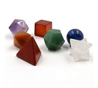 AITELEI Natural Stones Healing Chakra Crystal Stones Plantonic Solids Geometry Set Home Decoration 7 Chakra/Amethyst/White Crystal
