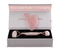 AITELEI Rose Quartz Jade Roller Facial Massager, 2-in-1 Roller and Gua Sha, Natural Anti-Ageing Tool, Gua Sha Scraping, Rolling, Scraping Therapy, Beauty Tool, Facial Massager