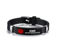 AITENME Medical Adjustable Silicone Emergency Bracelet with Individual Engraving and SOS Function, Medical Alert ID Bracelet for Men and Women, Mittelgroße, Metal, No Gemstone