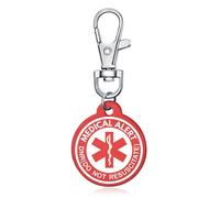 AITENME Medical Alert Circle ID Tag Key Ring Emergency Key Ring Medical Key Ring with Engraving Text Personalised Emergency Medical Friendship Protection Pendant, Dnr, 1