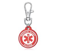 AITENME Medical Alert Circle ID Tag Key Ring Emergency Key Ring Medical Key Ring with Engraving Text Personalised Emergency Medical Friendship Protection Pendant, Autism, 1