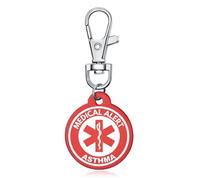 AITENME Medical Alert Circle ID Tag Key Ring Emergency Key Ring Medical Key Ring with Engraving Text Personalised Emergency Medical Friendship Protection Pendant, asthma, 1