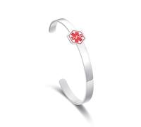 AITENME Medical Alert ID Cuff Bracelets Bangle for Women and Men,Satinless Steel Wristband Adjustable Bracelets Dual-Side with Free Laser Engraved Type(Customize)