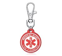 AITENME Medical Alert Keychain with Engraving Text, Type 2 Diabetes