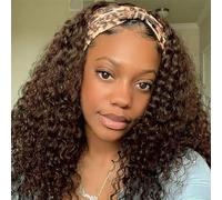 Aiterina Deep Wave Human Hair Wig with Headband Human Hair Wig for Black Women Glueless Machine Made