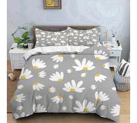 AITEXI Super King Duvet Set Grey Daisy Super King Size Duvet Cover Sets 110g/㎡ Microfiber Bedding & Linen Bedroom Accessories Personalised Gifts + 2 Pillowcases (19"x29")